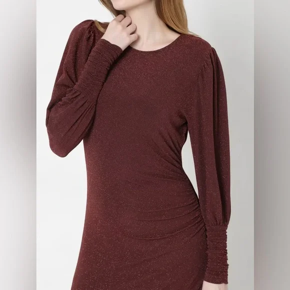 Vero Moda Maroon Shimmer Maxi Dress. Size - M - Picture 8 of 13